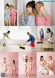 A group of young women cleaning a room with a broom.